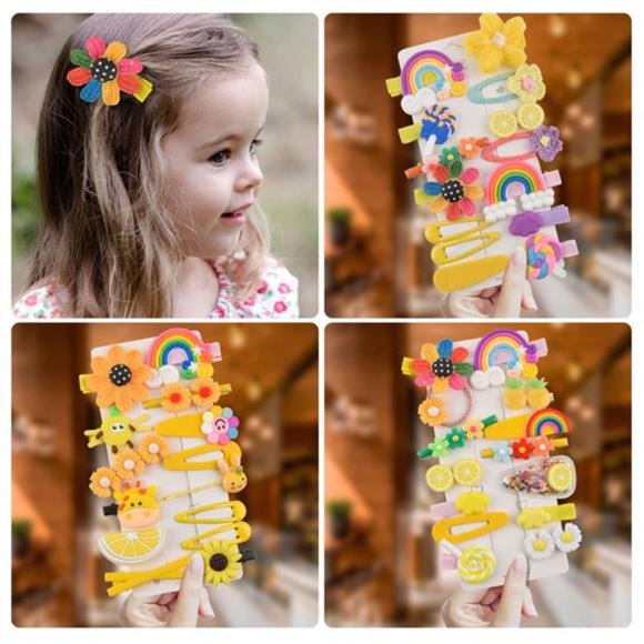 Hair Clips For Girls Cute Snap Hair Accessories Mixed Patterns Barrettes - Picture 4 of 6